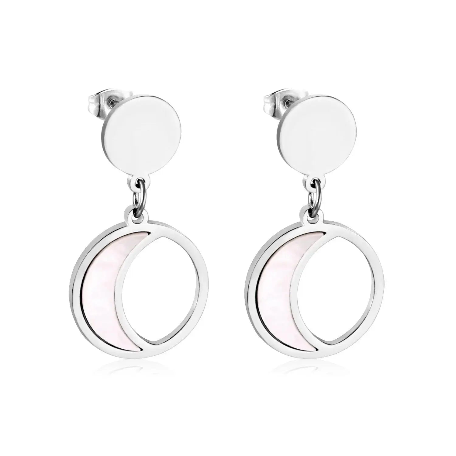 Round Shell Moon Brincos Jewelry Korean Drop Earring Sets Stainless Steel Dangle Earrings Set For Women Kolczyki asonjewelry